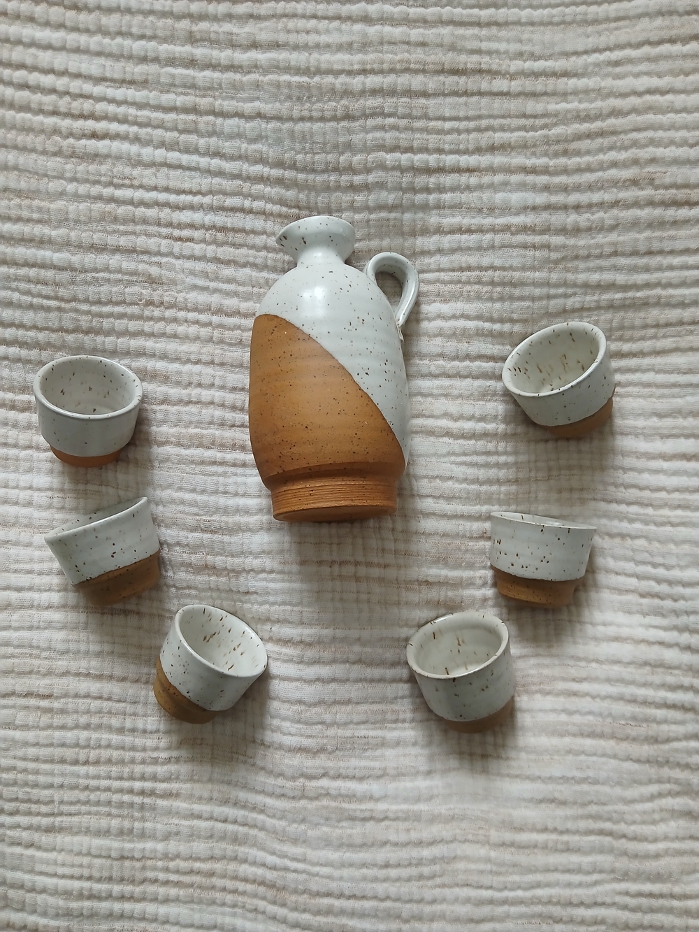 Handmade Ceramic Sake Set/ Speckled Stoneware Sake Set